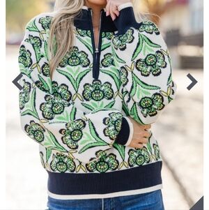 Greeb Medallion Quarter Zip Pullover